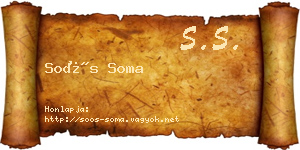 Soós Soma névjegykártya